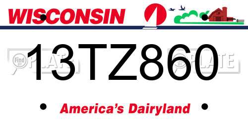 13TZ860 Wisconsin License Plate