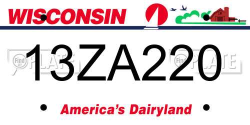 13ZA220 Wisconsin License Plate