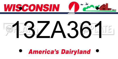 13ZA361 Wisconsin License Plate