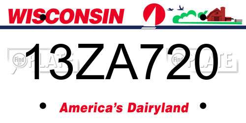13ZA720 Wisconsin License Plate