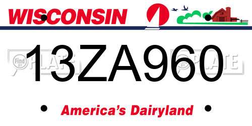 13ZA960 Wisconsin License Plate
