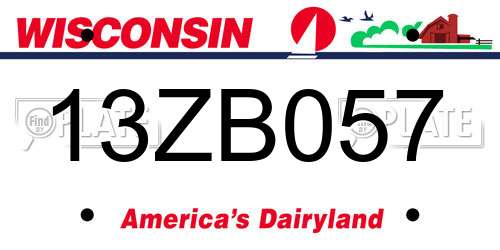 13ZB057 Wisconsin License Plate