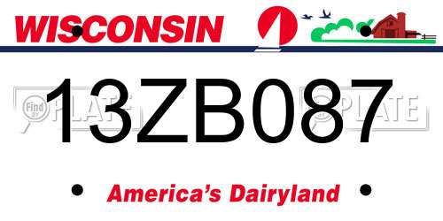 13ZB087 Wisconsin License Plate