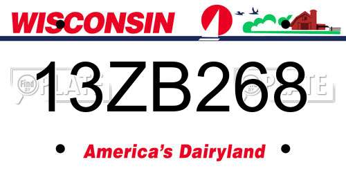 13ZB268 Wisconsin License Plate