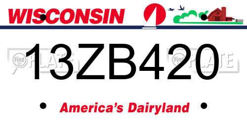13ZB420 Wisconsin License Plate