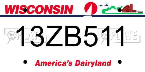 13ZB511 Wisconsin License Plate
