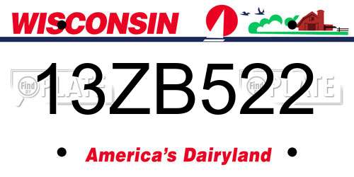 13ZB522 Wisconsin License Plate