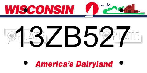 13ZB527 Wisconsin License Plate