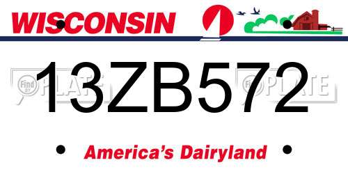 13ZB572 Wisconsin License Plate