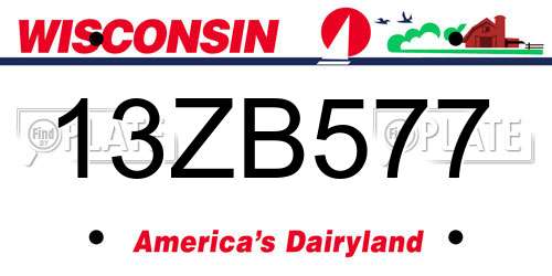 13ZB577 Wisconsin License Plate