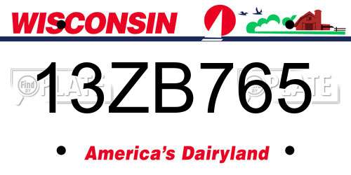 13ZB765 Wisconsin License Plate