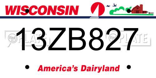 13ZB827 Wisconsin License Plate