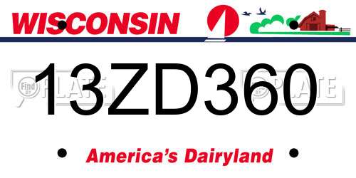 13ZD360 Wisconsin License Plate