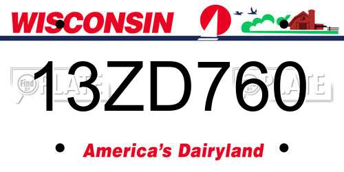 13ZD760 Wisconsin License Plate