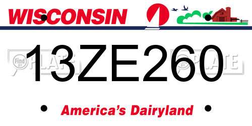 13ZE260 Wisconsin License Plate