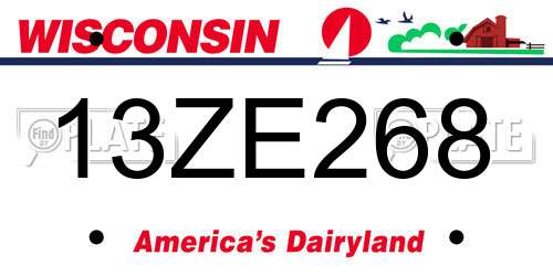 13ZE268 Wisconsin License Plate