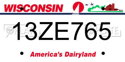 13ZE765 Wisconsin License Plate