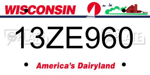 13ZE960 Wisconsin License Plate