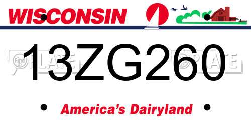13ZG260 Wisconsin License Plate