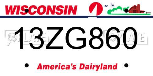 13ZG860 Wisconsin License Plate