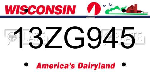 13ZG945 Wisconsin License Plate