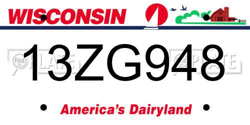 13ZG948 Wisconsin License Plate