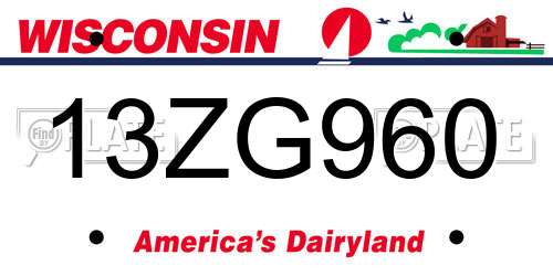 13ZG960 Wisconsin License Plate