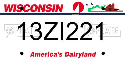 13ZI221 Wisconsin License Plate