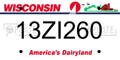 13ZI260 Wisconsin License Plate