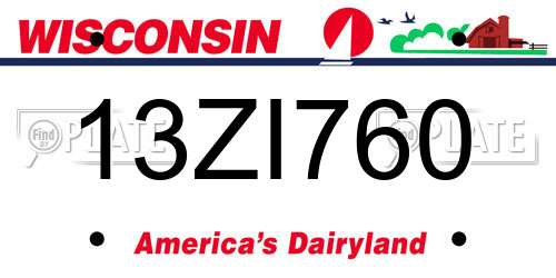 13ZI760 Wisconsin License Plate