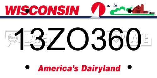 13ZO360 Wisconsin License Plate