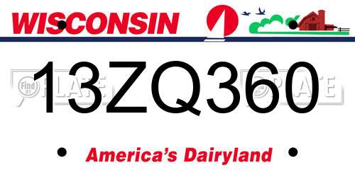 13ZQ360 Wisconsin License Plate