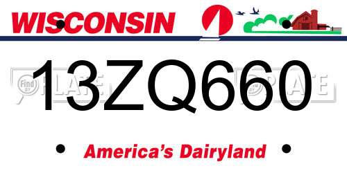 13ZQ660 Wisconsin License Plate