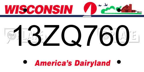 13ZQ760 Wisconsin License Plate