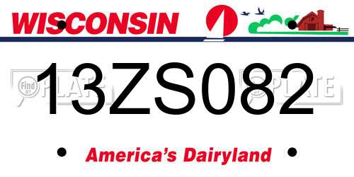 13ZS082 Wisconsin License Plate