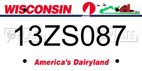 13ZS087 Wisconsin License Plate
