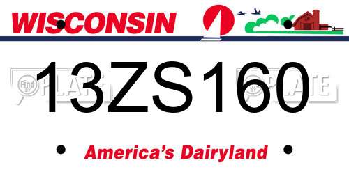 13ZS160 Wisconsin License Plate