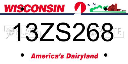 13ZS268 Wisconsin License Plate