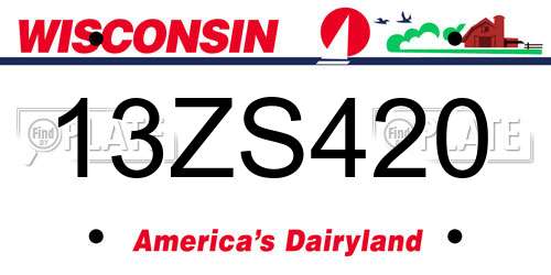 13ZS420 Wisconsin License Plate