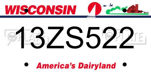 13ZS522 Wisconsin License Plate