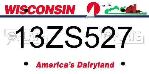 13ZS527 Wisconsin License Plate