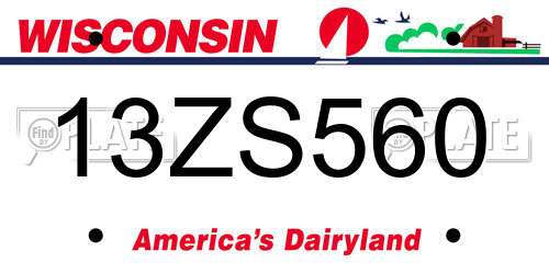 13ZS560 Wisconsin License Plate