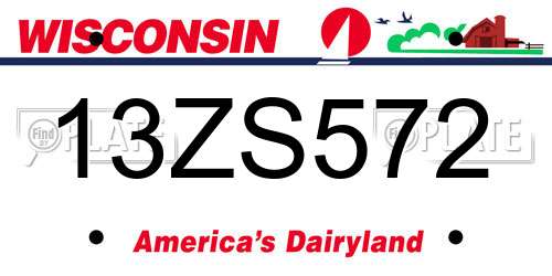 13ZS572 Wisconsin License Plate