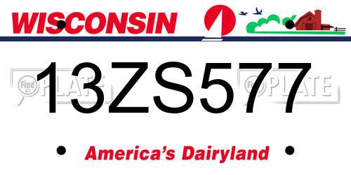 13ZS577 Wisconsin License Plate