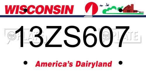 13ZS607 Wisconsin License Plate
