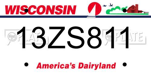 13ZS811 Wisconsin License Plate