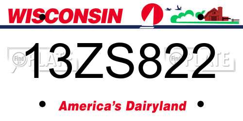 13ZS822 Wisconsin License Plate