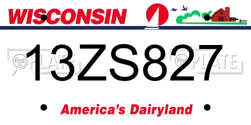 13ZS827 Wisconsin License Plate