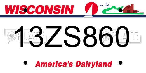 13ZS860 Wisconsin License Plate