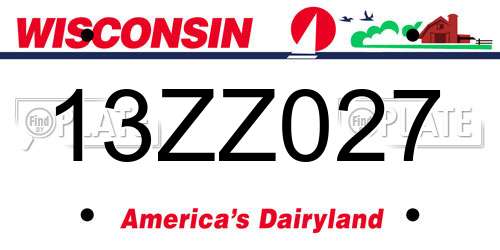 13ZZ027 Wisconsin License Plate